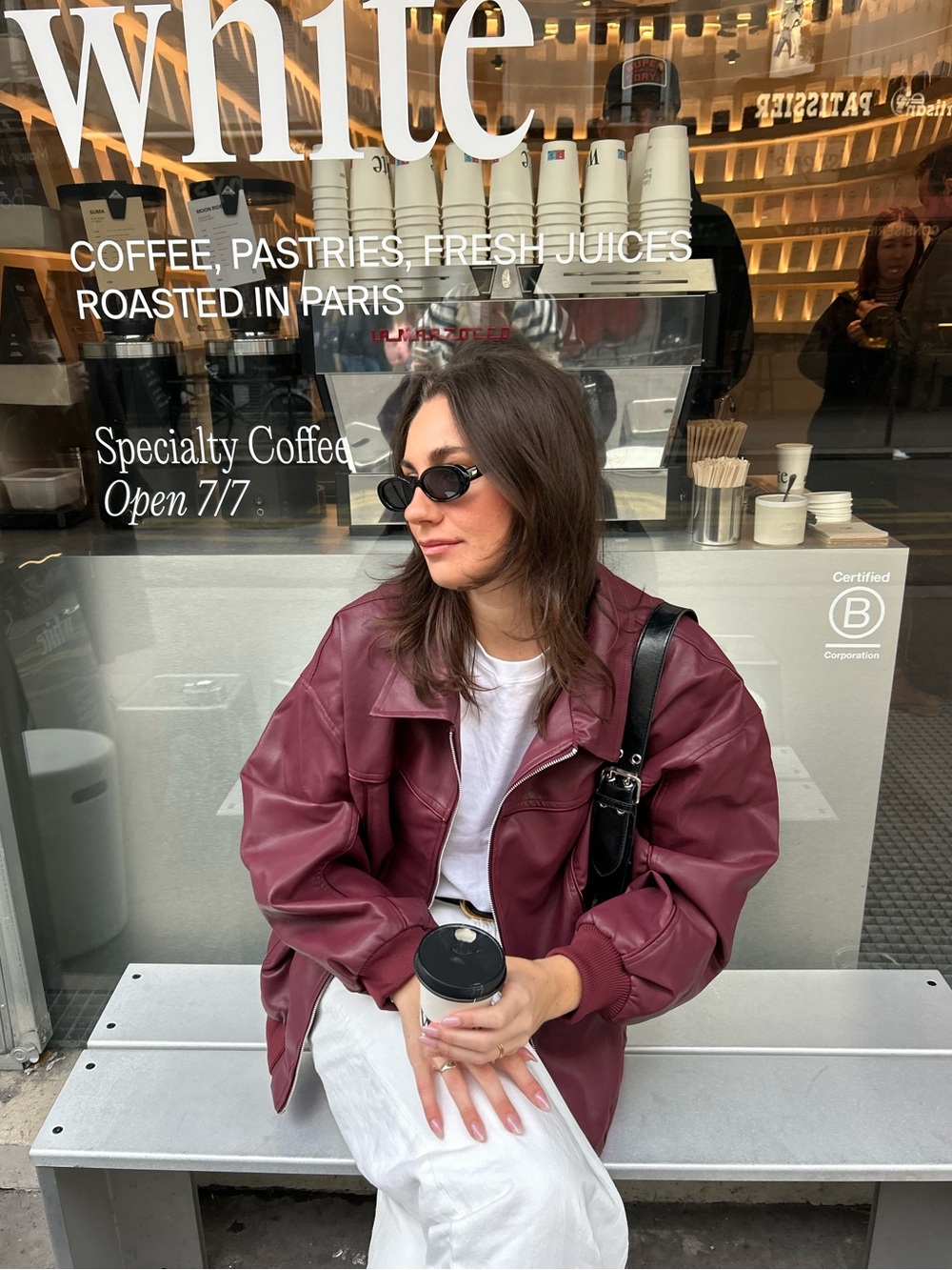 Peppermayo Wine Faux-Leather Holland Bomber Jacket - Picture 7 of 7